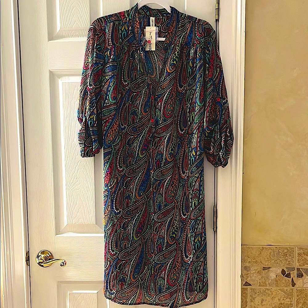 Tacera Multicolor Paisley Long Sleeve Dress